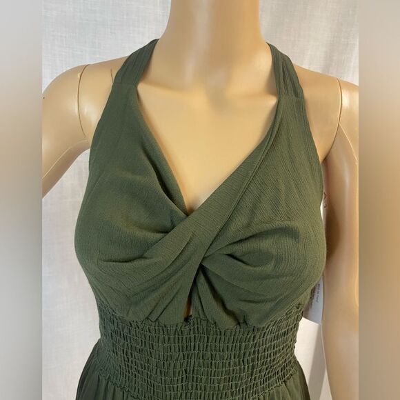 MOD on Trend,Moving away front twist,Army green romper,wide elastic waist,size M - Picture 2 of 6